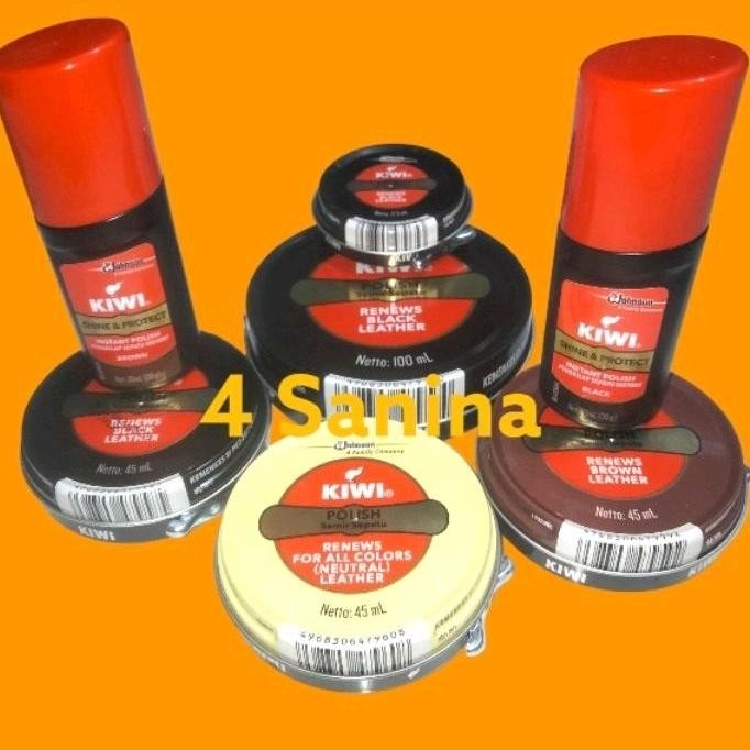 Kiwi Polish Semir Sepatu Hitam 17,5 Ml,45 Ml ,100 Ml / Kiwi Shine & Protec 30Ml.