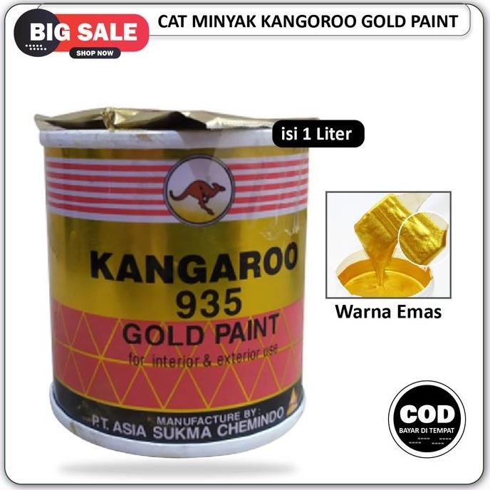 Grosir Cat Minyak Besi Metal Kayu Warna Gold Emas Kangaroo Isi 1 Liter Cat Besi Pagar Pintu Murah Ca