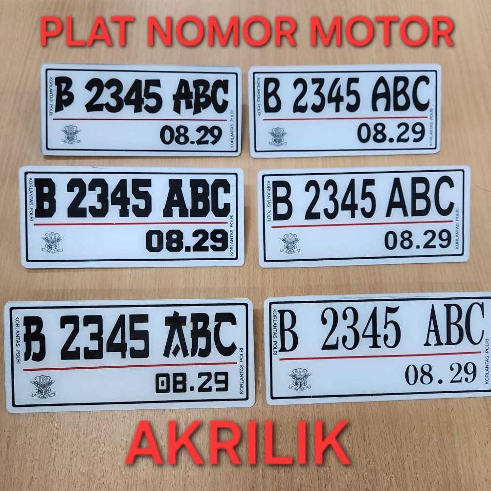 Plat nomor motor mika akrilik plat costum plat nomor motor variasi 22x9cm