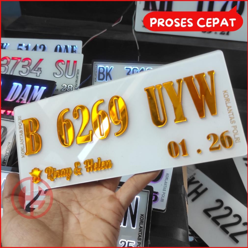 Plat Nomor Akrilik Timbul Gold Sepeda Motor Datlystic