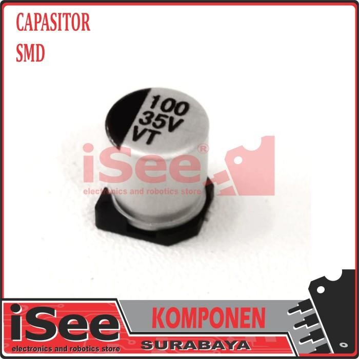Capasitor kapasitor SMD 100uf 100 uF 35V 35 V Elco tabung capacitor