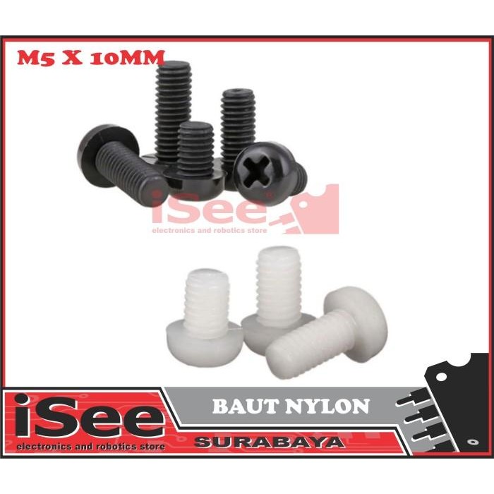 Baut Nylon M5X10mm Cross Screw Nylon height 10mm 10 mm 1 CM nilon M5