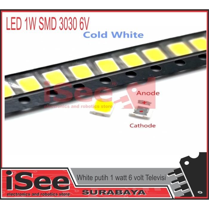 LED 1W SMD 3030 6V TV Backlight White putih 1 watt 6 volt Televisi