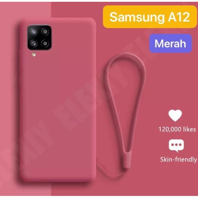 SAMSUNG M12 A12 2021 Liquid Tali LANYARD Silikon Soft Case Handphone