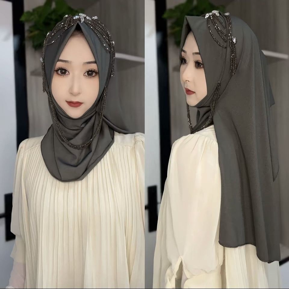 

New Chinese Style Ultra-thin Ice Silk Soft Brim Pullover Convenient Scarf Head Cover