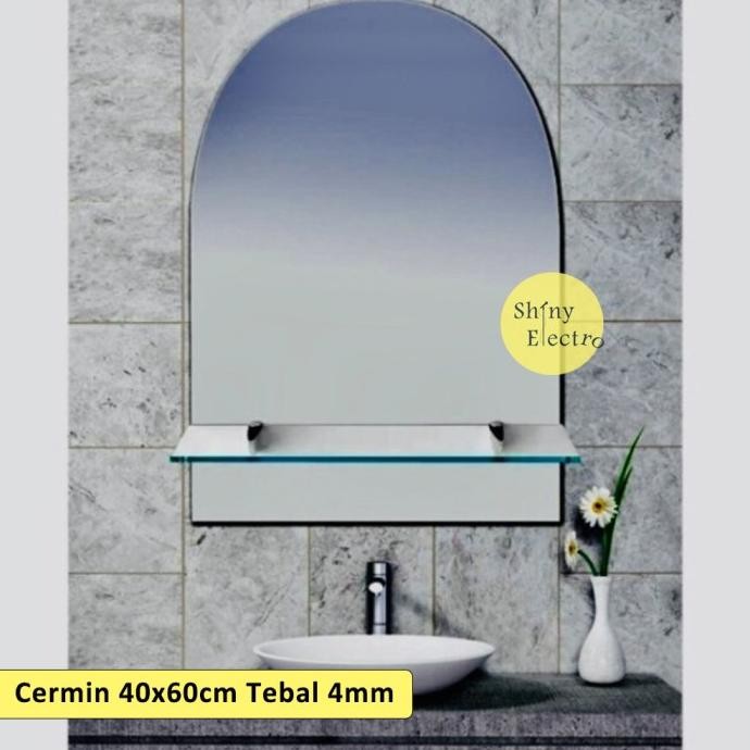 Cermin Tatakan 40x60cm Oval Kaca Kamar Mandi / Hotel Wastafel Dinding