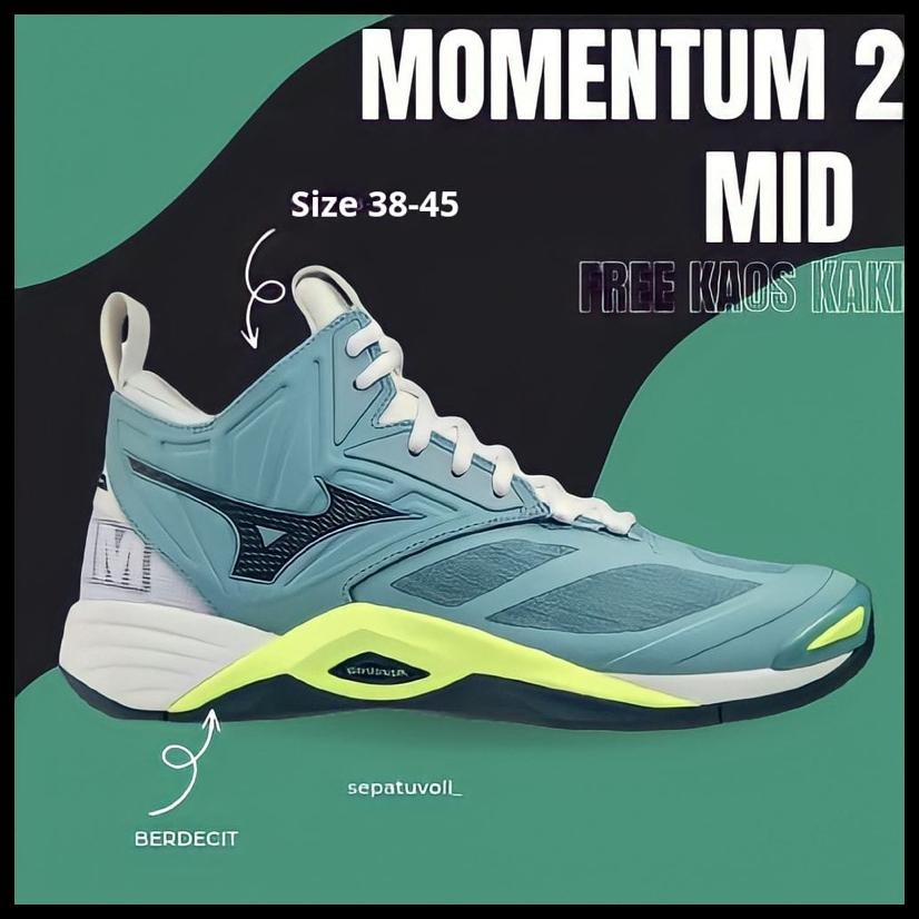 SEPATU VOLLY MIZUNO MOMENTUM MID 3 GRADE ORI TERBARU PRIA /UNISEX/ SEPATU VOLI WAVE MOMENTUM SEPATU 