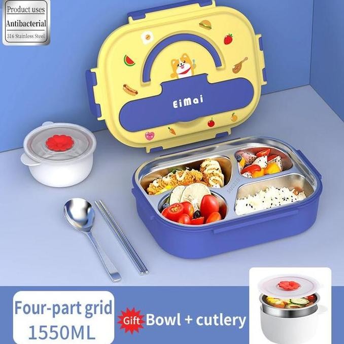 Grosir Kotak Makan Shiba Inu Stainless 316 Lunch Box Karakter Kotak Bekal Sekat 4 Free Mangkok Sup P