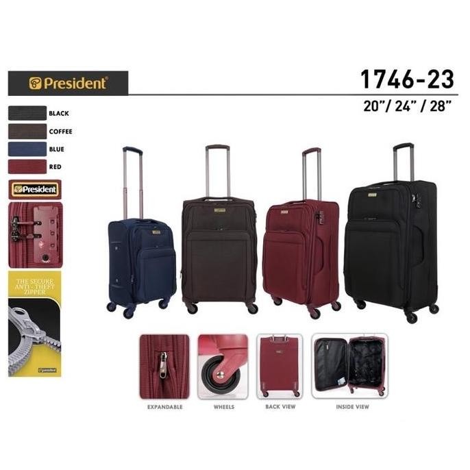 Murah Koko Denis Koper President Koper Kanvas 20 Inch - 24 Inch Tsa Lock Expanding 4 Roda 360 Rotasi