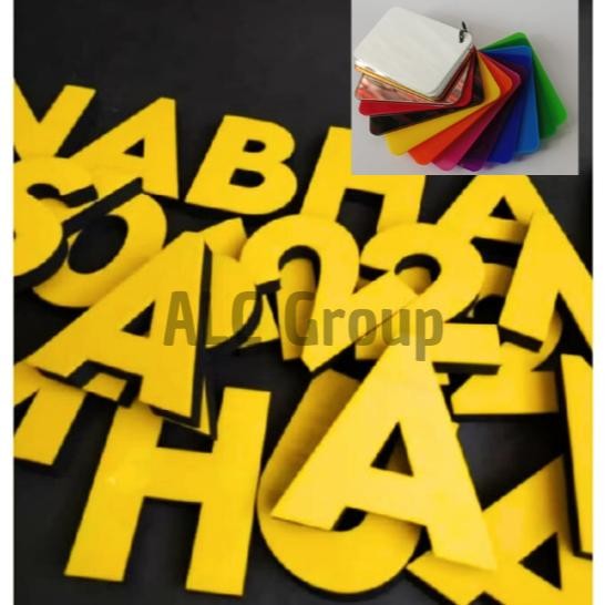redi Huruf Timbul Akrilik, Huruf Akrilik Timbul Custom warna, Spon Eva, Akrilik 2mm Custom, Bebas