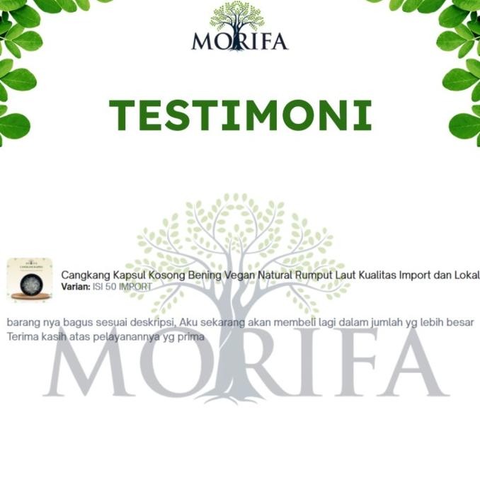 MORIFA Cangkang Kapsul Kosong  Size 1 Bening Vegan Natural Rumput Laut Halal PS