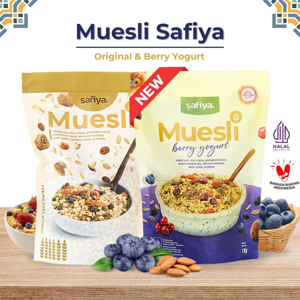 

TERMURAH Muesli Safiya 1 Kg Oatmeal Dried Fruit Almond | Sereal Diet Sarapan Sehat Premium Siap kirim