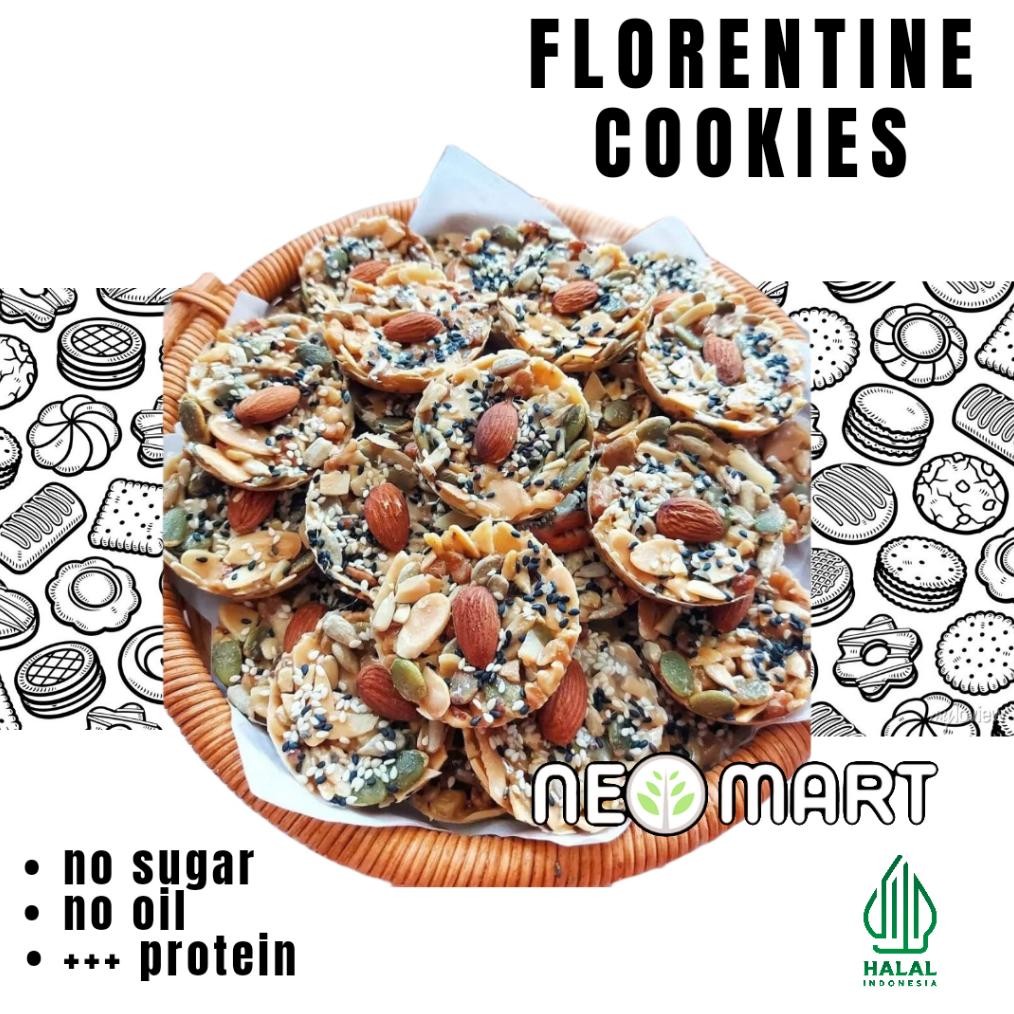 

TERLARIS Florentine Cookies Almond/Camilan Diet/Cemilan Sehat/Ting ting Sultan/Snack Sultan/Almond Almond, Pumpkin Seed, Sunflower Seed, Florenta Flour, Wijen Putih Dan Hitam Siap kirim