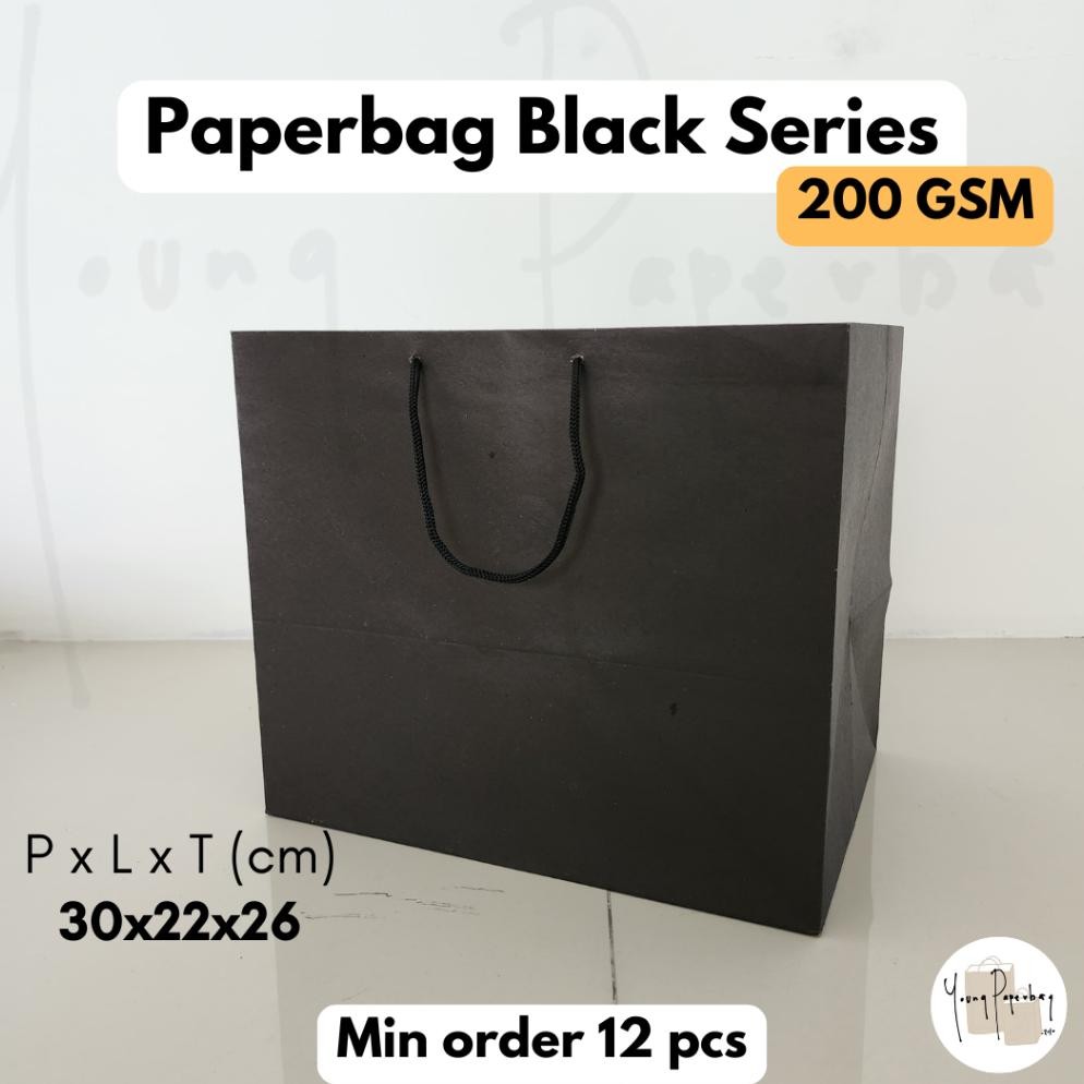 

Ter-46 [200 Gsm] Paper Bag/Tas Kertas Paperbag Hitam/Black Series Polos Uk. 30X22X26 Kraft (1 Pcs)