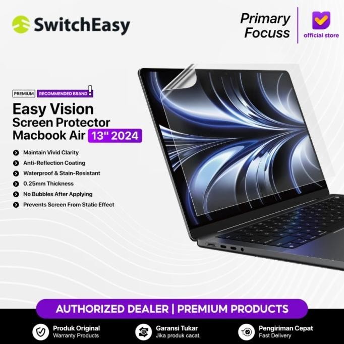 Screen Guard Macbook Air M3 M2 13.6 Inch 2024 2022 Switcheasy Easyvision Screen Protector Hydrogel A