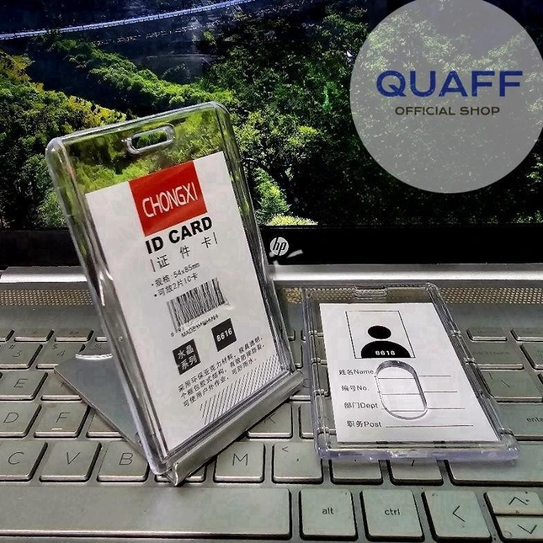 

redi Tempat Kartu Id Card Akrilik 2 Sisi Bening Transparan Vertikal Horizontal ID Holder Name Tag Transparan Akrilik Bening