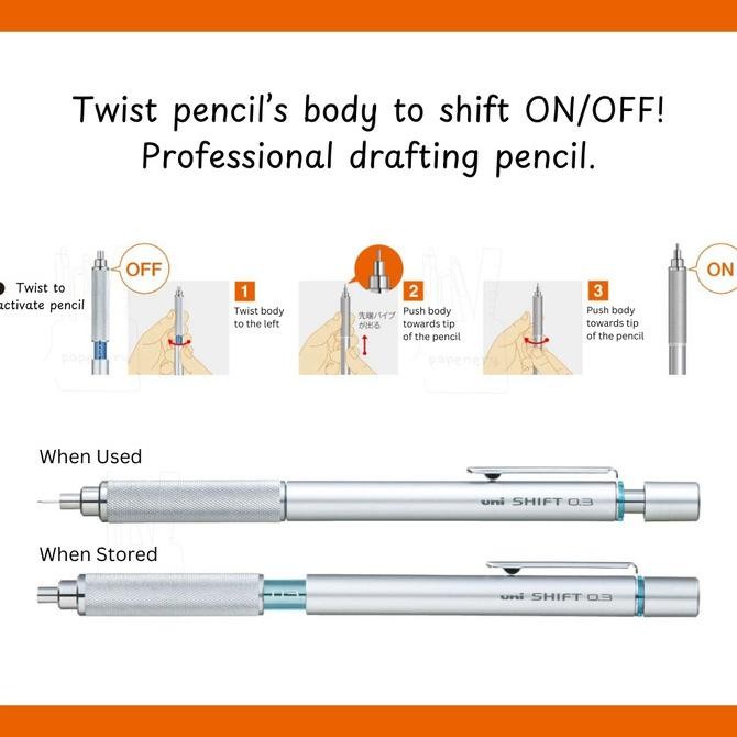 

TERMURAH - Uni Shift Pipe Lock Drafting Pencil Mechanical Pencil 0.3 0.4 0.5 0.7 0.9 mm Pensil Mekanik untuk Menggambar