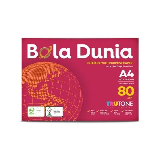 

tyS kertas hvs A4 80 gram bola dunia