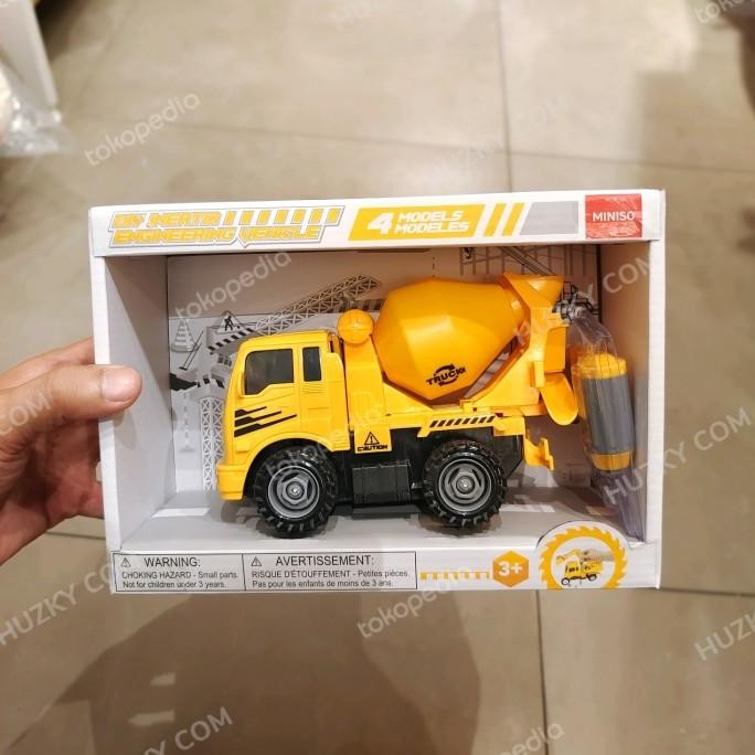 baru  MINISO  DIY Engineering Vehicle Dump Truck, Crane, Mixer, Excavator murah