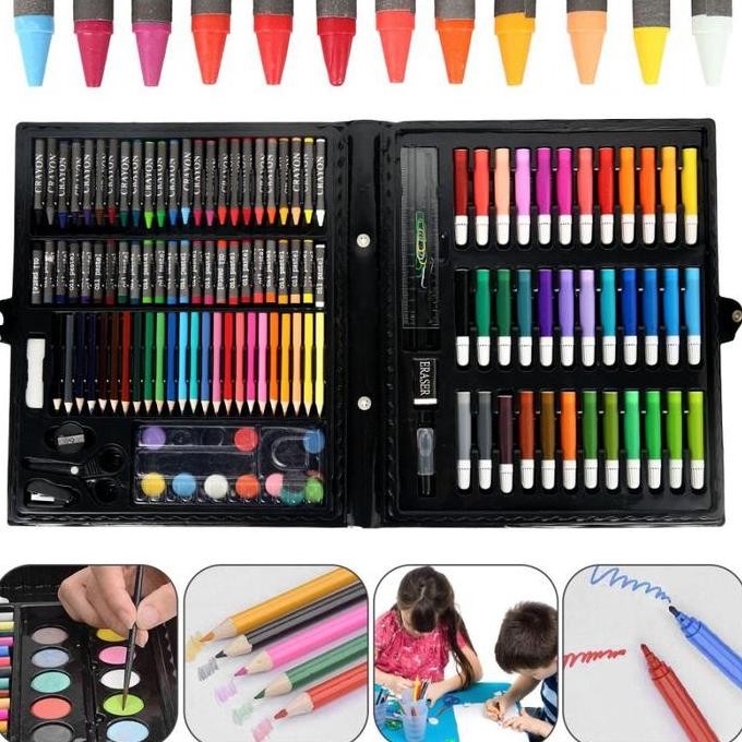 

new Crayon set 150 PCS Super Mega Art Set |Krayon Pastel Cat Lukis Anak Pensil Warna Art Set Peralatan Menggambar Mewarnai Mainan Edukatif Anak murah