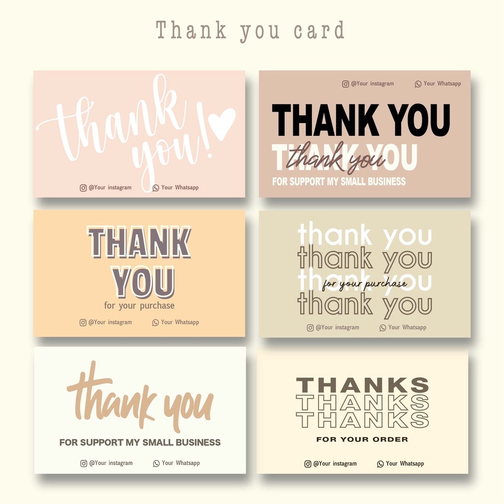 Thank You Card Custom / Kartu Ucapan / Gift card / Sticker Thank You / Custom Kartu Ucapan