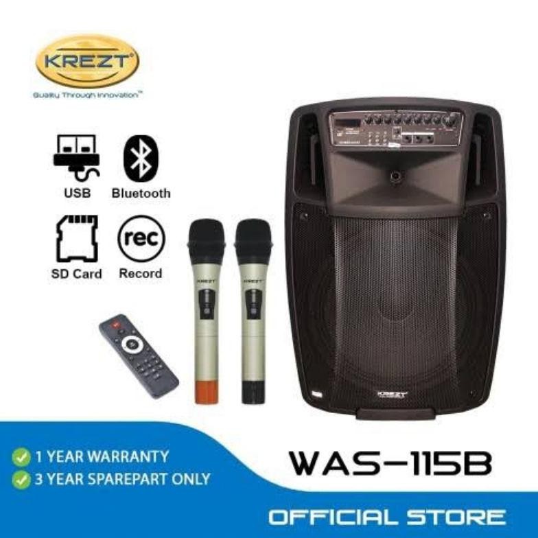 ready  SPEAKER PORTABLE KREZT WAS115B SPEAKER 15 INCH BLUETOOTH WAS 115B