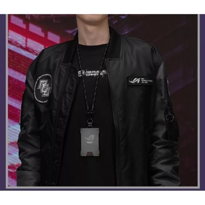 

new !!! ASUS ROG Name Tag Aluminium Frame ID Card Holder Authentic Case With Lanyard murah