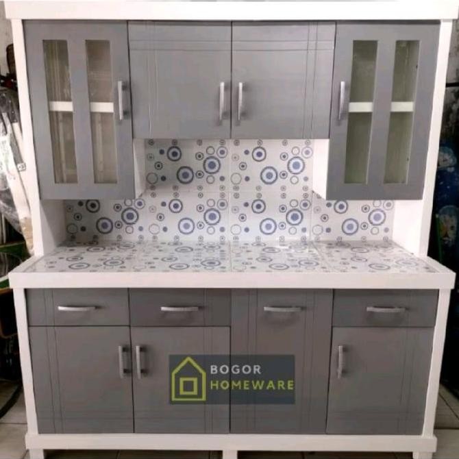 (KHUSUS BOGOR) LEMARI DAPUR / LEMARI PIRING KAYU 4 PINTU