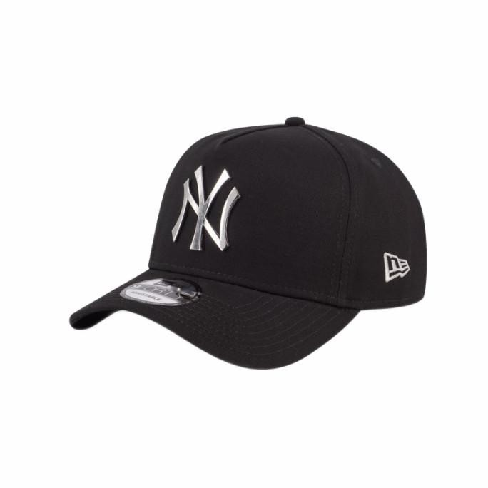 Topi New Era 9forty Aframe NY metal silver logo