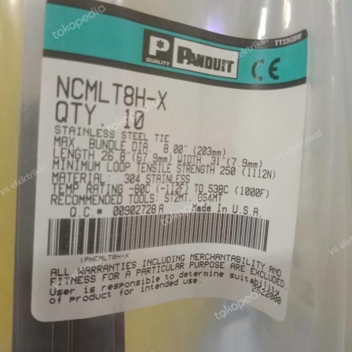 

new !!! Ties Stainless Panduit 70cm NCMLT8H-X / Kabel Tis Besi Panduit murah