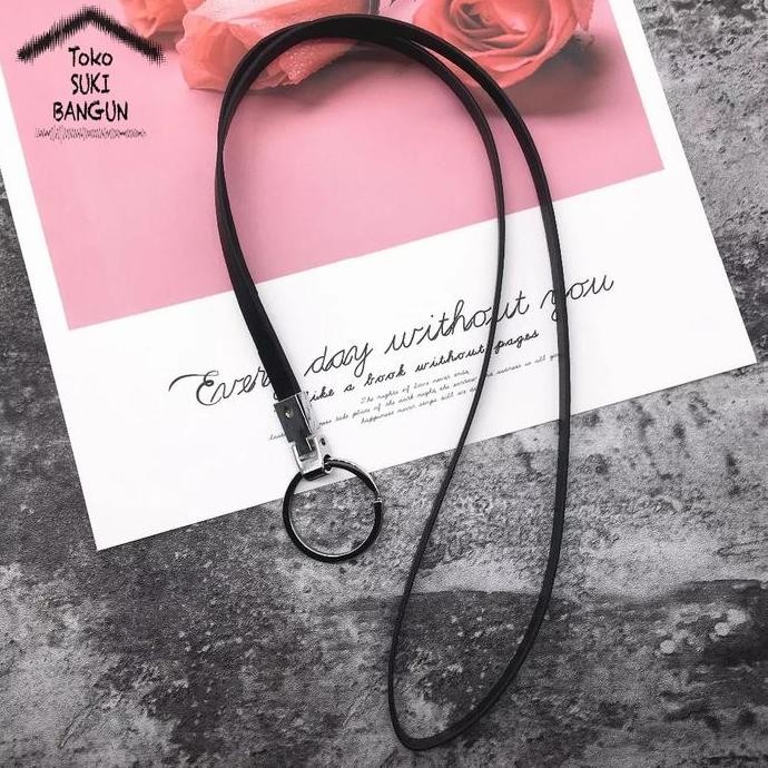 

new !!! Tali Lanyard Name Tag ID Card Strap PU Leather PLAIN Deluxe NT-007 murah