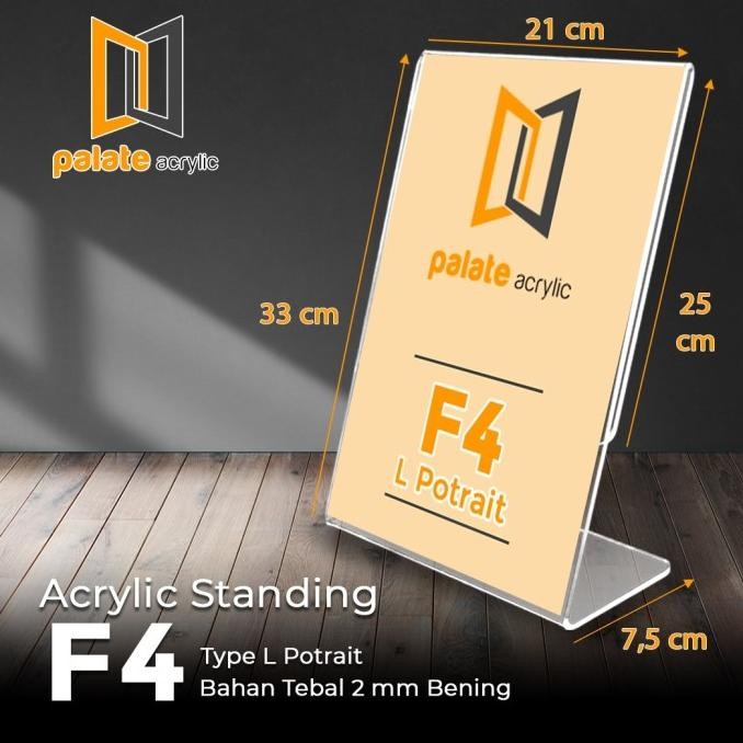 

new !!! AKRILIK TENT HOLDER F4 L PORTRAIT - 2MM STANDARD murah