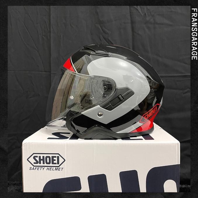 HELM SHOEI JCRUISE HALF FACE MERAH ABU REPLIKA 1:1 MIRROR