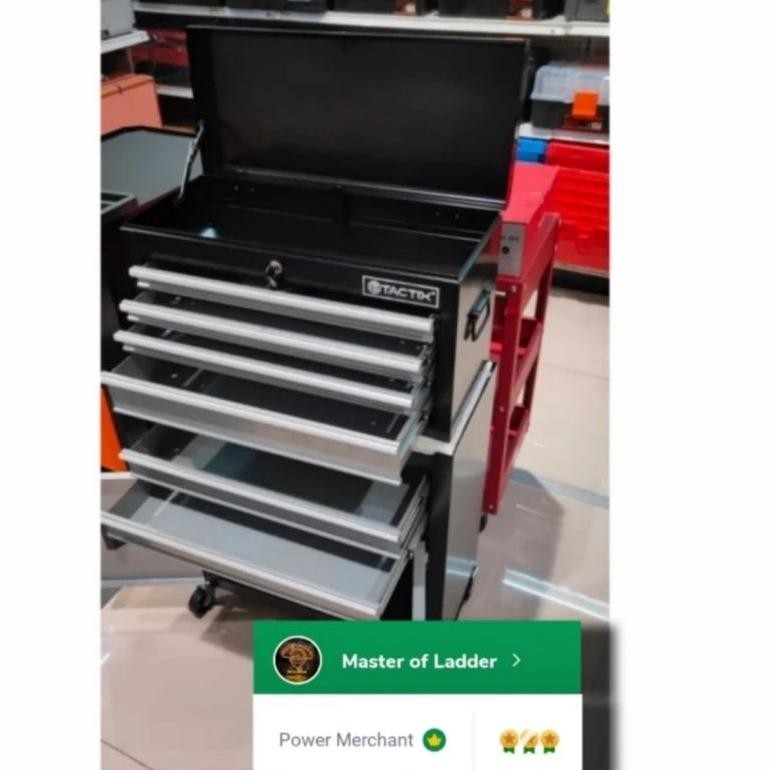 TACTIX LEMARI BENGKEL PERKAKAS TOOL BOX CABINET TROLLEY 6 DRAWER