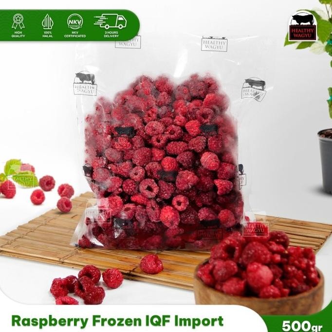 

Diskon! Raspberry Frozen IQF Buah Beku Frambos Beri Merah Import Premium 500gr