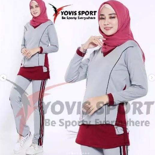 New Setelan orahraga senam wanita/baju setelan senam wanita muslimah/baju senam yovis sport /setelan