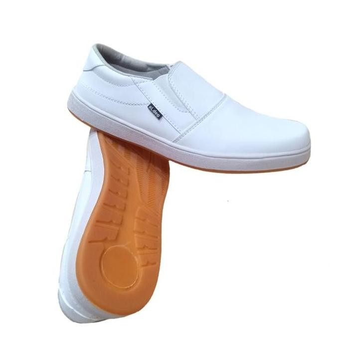 Original Aldhis Antiselip Unisex Sandal Slip-on & sepatu flat Slop Tanpa Tali Putih Polos Original P