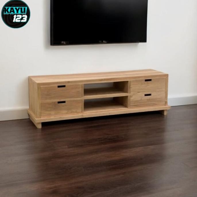 kirana rak meja buffet tv minimalis kayu solid mahoni / 120x25x40CM