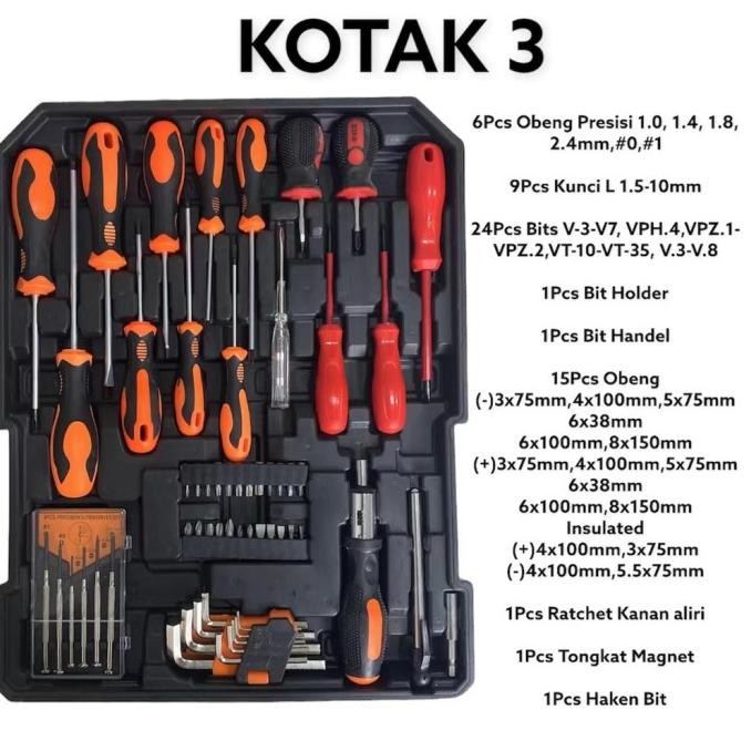 ISKU TOOL KIT SET ALAT RUMAH PERKAKAS BENGKEL 187PCS TOOL KIT RUMAH KOPER KOPER SET PERKAKAS BENGKEL