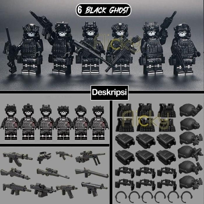 1Set Mainan Balok Militaryn Minifigure Army Swat Team Mainan Tentara Mini  Hitam Keren Mainan Milite