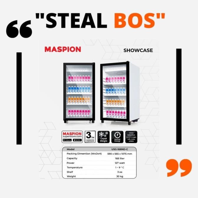 maspion showcase usg 168 liter showcase maspion usg 168 liter