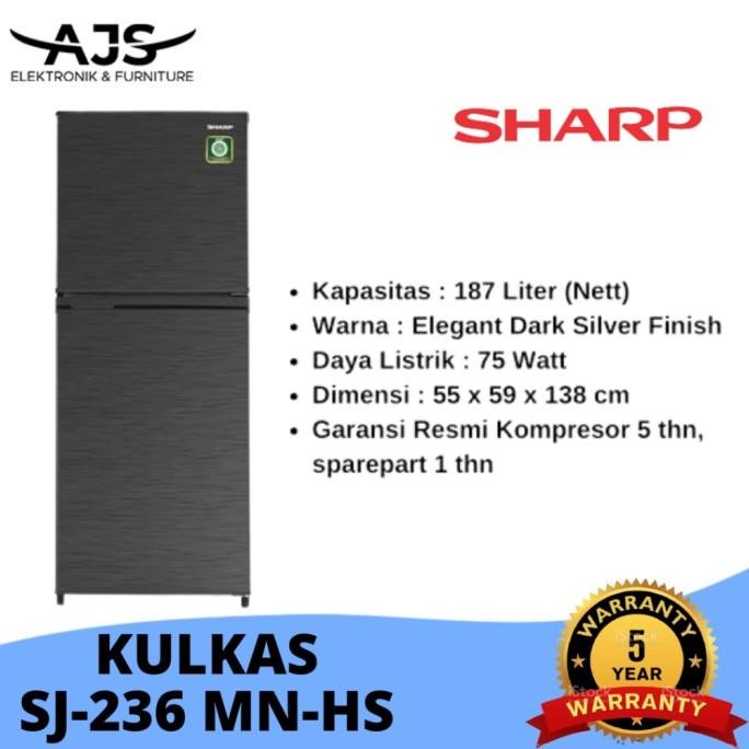 kulkas 2 pintu sharp sj-236 mn-hs no frost & low watt