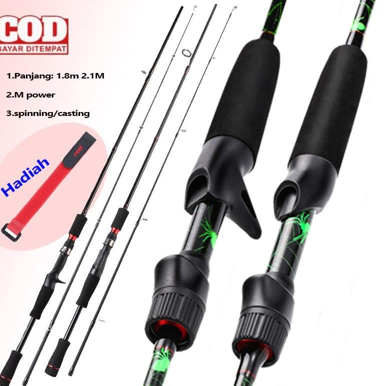 Joran Pancing1.8m 2.1m 2 Sections Solid Tip Carbon Fishing Rod Max Drag 4-10kg joran casting joran u