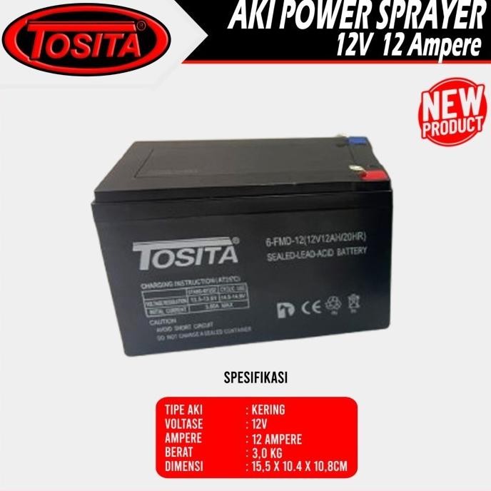 Tosita Battery / Baterai Aki Accu Kering Sprayer Elektrik Hama 12V 12A New Stok