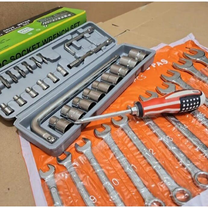 SATU PAKET KUNCI BENGKEL / KUNCI SOK SET VICTORY 27 PCS / KUNCI RING PAS 11 PCS DIAMOND / ALAT BENGK
