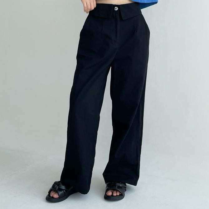 PEACH POPPY REI FOLD PANTS KATUN PREMIUM - CELANA PANJANG WANITA PREMIUM KARET