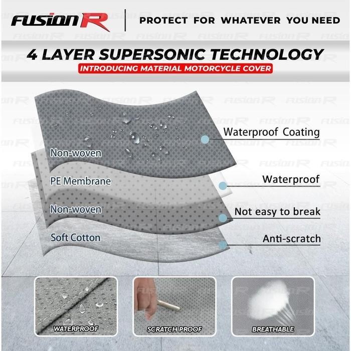 Fusion R Cover Sarung Penutup Motor Kawasaki Zx 6R 4 Layer Waterproof Pelindung Motor Anti Air Panas