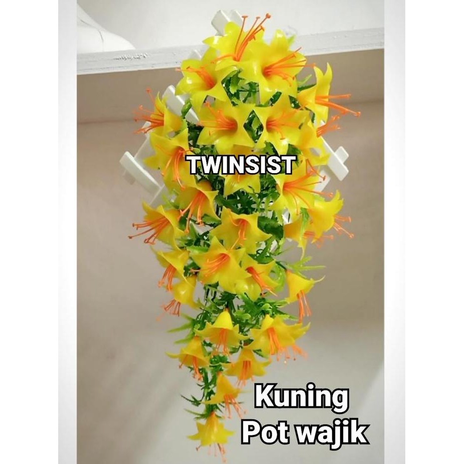 Terlaris Bunga Rambat Lily Gantung Plastik Artificial Palsu / Bunga Rambat Tempel Dinding / Bunga Li