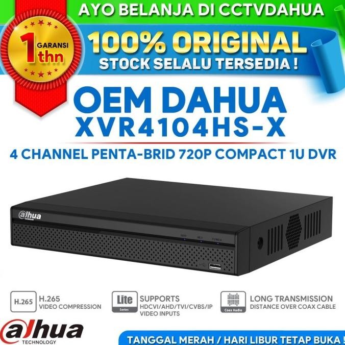 TERSEDIA DAHUA OEM XVR-ZHX-2104 4CH PENTABRID 720P COMPACT 1U DVR