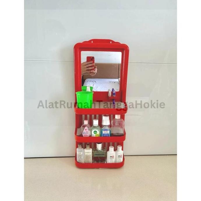 Terlaris Rak Cermin Kamar Mandi Dinding Sabun Tempel Kosmetik Make Up Kaca Gantung Tempat Sabun Kaca